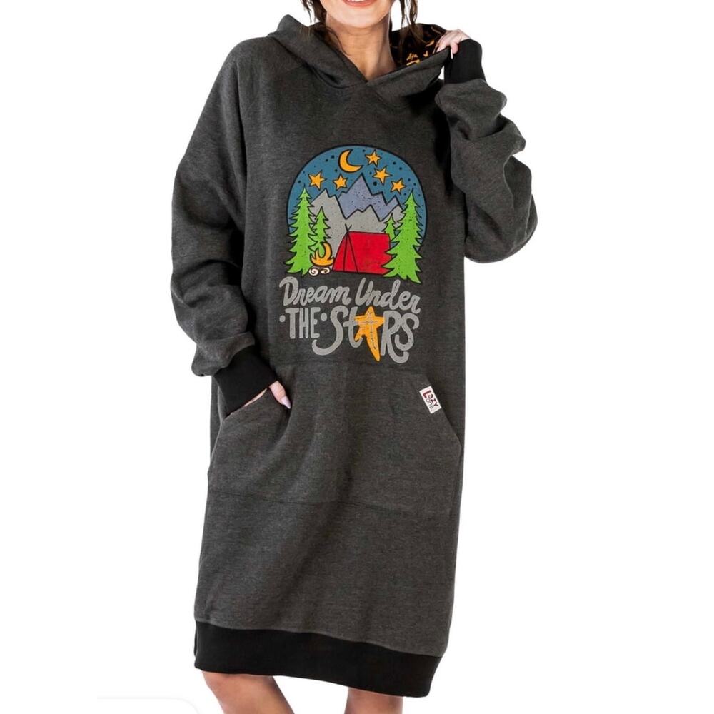 Lazy One Oversized Sleep Hoodie Sweatshirt Sz L / XL Camping Pajamas Loungewear - Picture 14 of 16